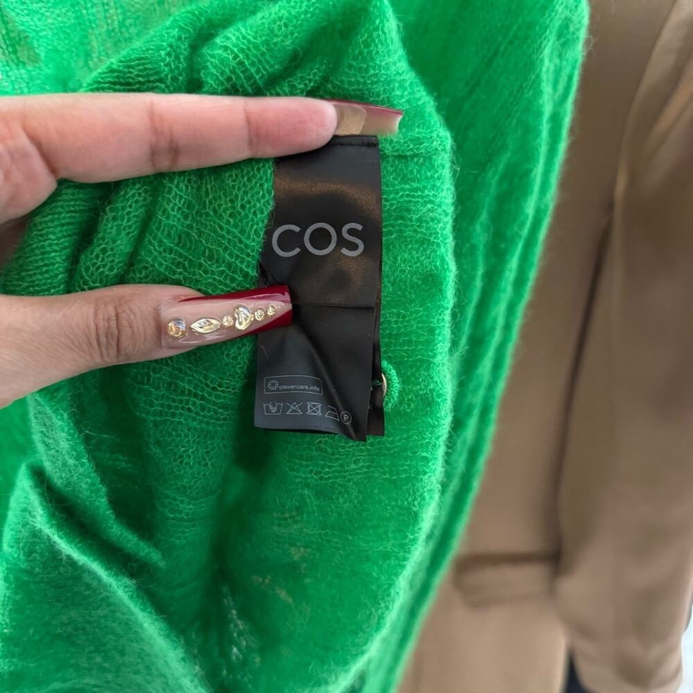 COS Cable-Knit Mohair Button Front Cardigan in Bright Green - Picture 14 of 15